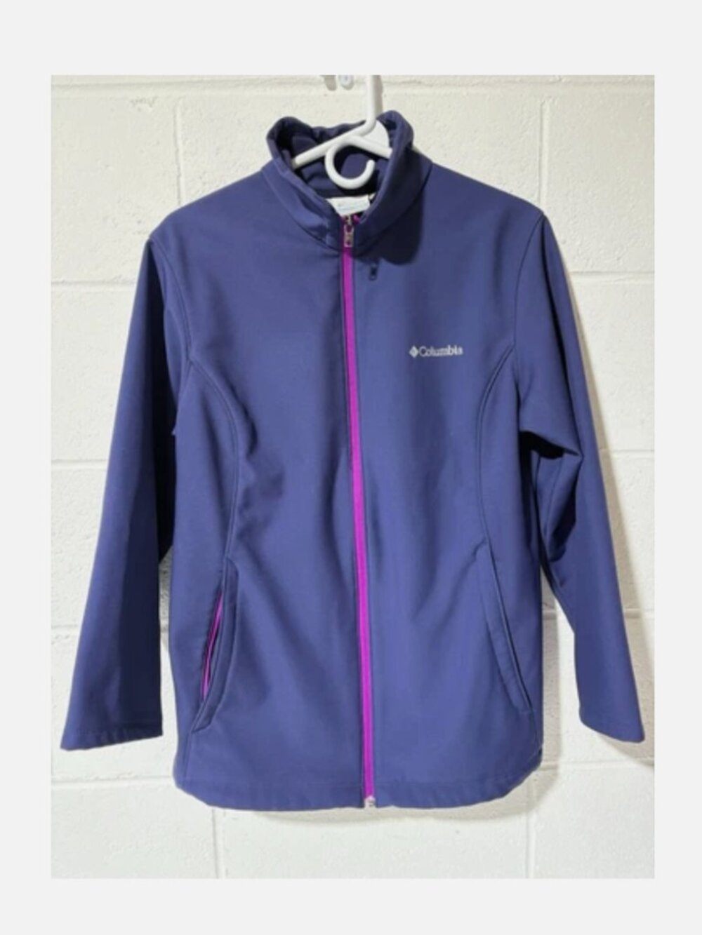 Columbia Fleece Lined Soft Shell Jacket Misses Large Active Fit Purple Pink